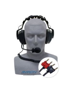 Amron 2460-28 Standard Operator Headset with Boom Mic and Dual Banana Plugs