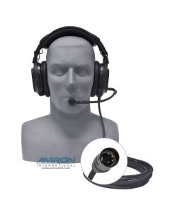 Amron 2401-31R-12 Deluxe Headset with Boom Mic and 4 Pin Audio Connector with 12 Foot Straight Cable